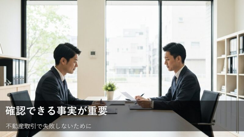 不動産取引で「確認できる事実」が最重要！失敗しないための３つのチェックポイント 