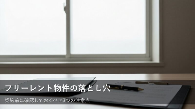 フリーレント物件の契約前に確認したい「隠れた条件」と注意点
