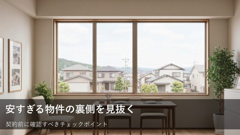 家賃が安すぎる賃貸物件で確認すべき5つの落とし穴