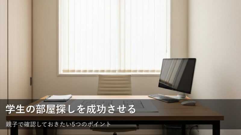 学生の部屋探しで失敗しないために。親子でチェックすべき5つのポイント 